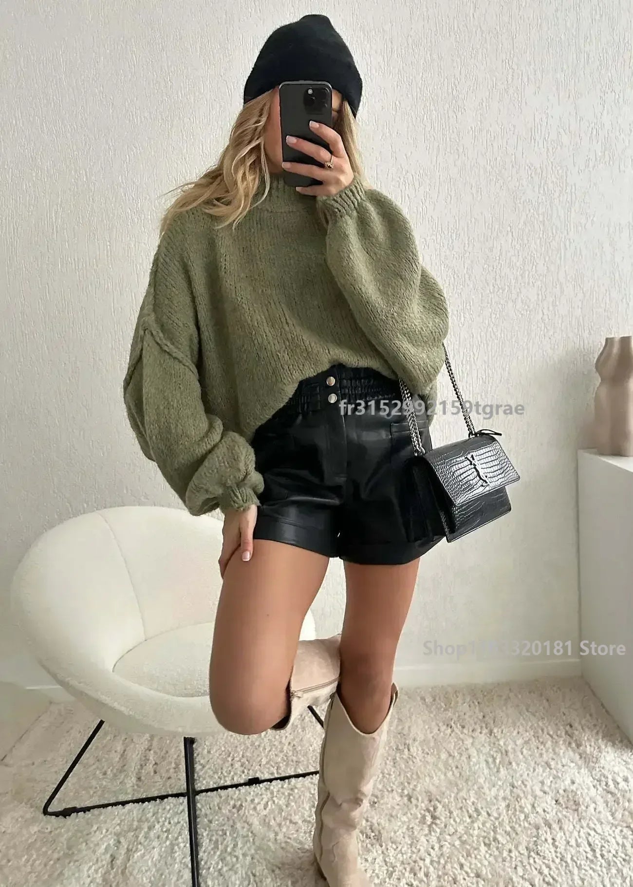 Vintage Loose Sweater Women Fashion Winter Autumn O Neck Lantern Long Sleeve Pullover Top Streetwear Chic Knitwear Female Jumper