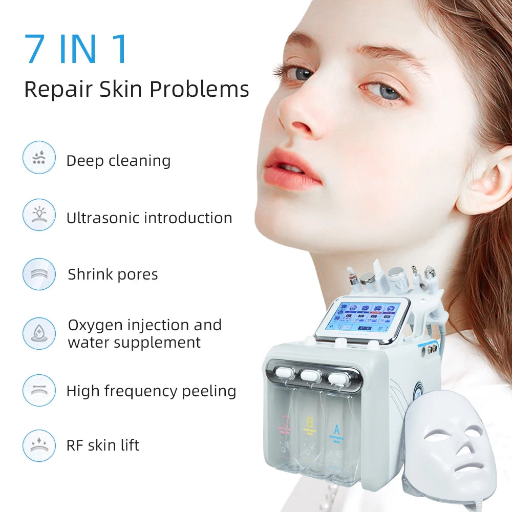 7 In 1 Water Oxygen Small Bubble Machine professional Hydra Water Dermabrasion Beauty Instrument Facial Spa Skin Care Skin Clean